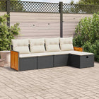 5-Piece Loungeset with Cushions Poly Rattan Black