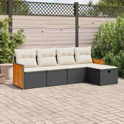 Loungeset poly rattan 5-delig zwart