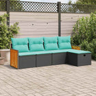 Loungeset 5-delig poly rattan zwart