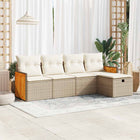 Loungeset 5-delig poly rattan beige
