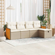 Loungeset 5-delig poly rattan beige