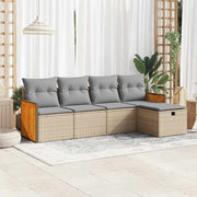 Loungeset poly rattan 5-delig beige