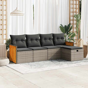 Loungeset poly rattan grijs 5-delig
