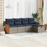 Loungeset 5-delig poly rattan grijs