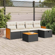 Loungeset 6-delig poly rattan zwart