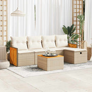 Loungeset 6-delig poly rattan beige