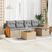 Loungeset 6-delig poly rattan beige