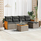 6-piece Lounge Set with Cushions Poly Rattan Grey