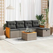 Loungeset 6-delig poly rattan grijs