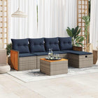 6-piece Lounge Set with Cushions Poly Rattan Grey