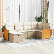 Loungeset 6-delig poly rattan beige met opbergruimte