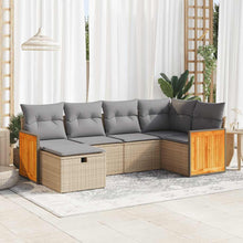 6-delige Loungeset met kussens poly rattan beige