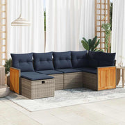 Loungeset 6-delig poly rattan grijs