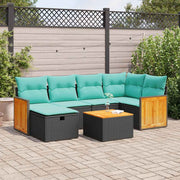 Loungeset 7-delig poly rattan zwart