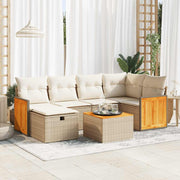 Loungeset 7-delig poly rattan beige