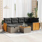 7-delige Loungeset met kussens poly rattan grijs