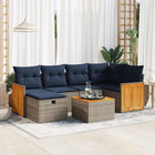 7-piece Lounge Set with Cushions poly rattan grey