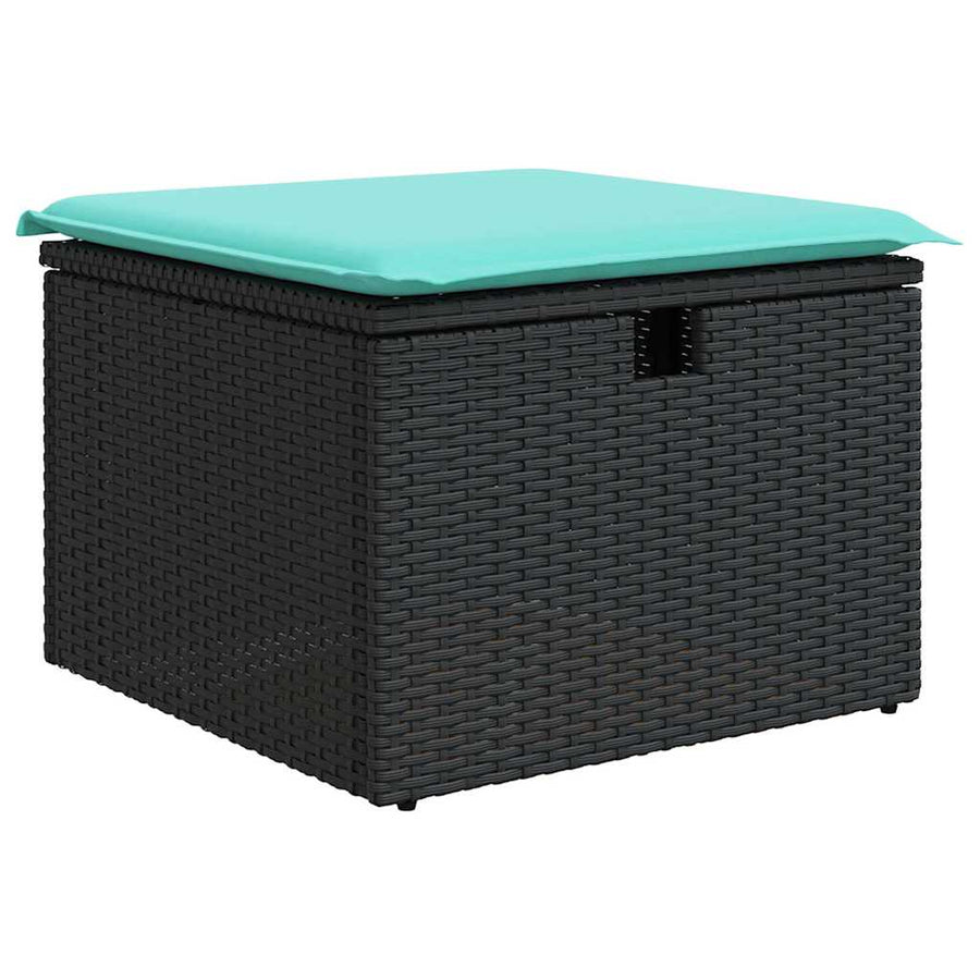 7-delige Loungeset met kussens poly rattan zwart