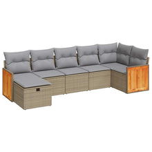 7-delige Loungeset met kussens poly rattan beige