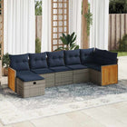 7-piece Lounge Set with Cushions poly rattan grey