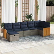 Loungeset 7-delig poly rattan grijs