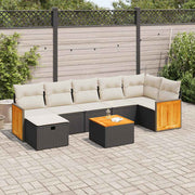 Loungeset 8-delig poly rattan zwart