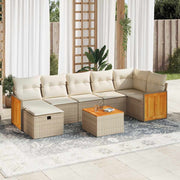 Loungeset 8-delig poly rattan beige