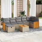 8-delige Loungeset met kussens poly rattan beige