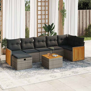 Loungeset 8-delig poly rattan grijs