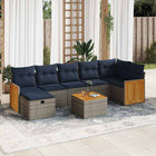 8-piece Lounge Set with Cushions Poly Rattan Grey