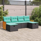 6-piece Lounge Set with Cushions Poly Rattan Black