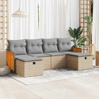 Loungeset 6-delig poly rattan beige