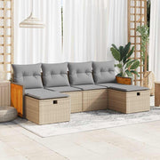 Loungeset 6-delig poly rattan beige