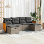 6-piece Lounge Set with Cushions Poly Rattan Grey