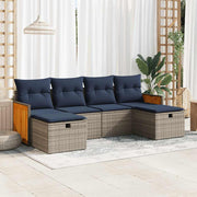 6-piece Lounge Set with Cushions Poly Rattan Grey