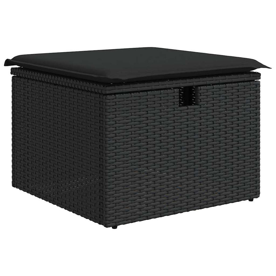 10-delige Loungeset met kussens poly rattan zwart