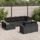 10-delige Loungeset met kussens poly rattan zwart