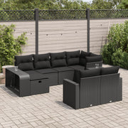 Loungeset 10-delig poly rattan zwart