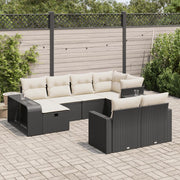 Loungeset 10-delig poly rattan zwart