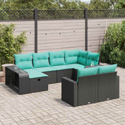 Loungeset 10-delig poly rattan zwart