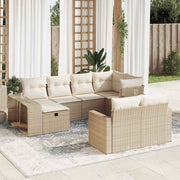 Loungeset 10-delig poly rattan beige met opbergruimte