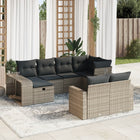 10-delige Loungeset met kussens poly rattan grijs