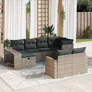 Loungeset poly rattan 10-delig grijs met opbergfunctie