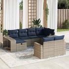 10-piece Lounge Set with Cushions Poly Rattan Grey