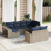 Loungeset 10-delig poly rattan grijs