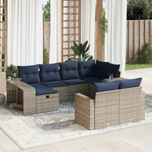 10-delige Loungeset met kussens poly rattan grijs