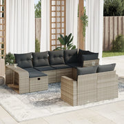 Loungeset 10-delig poly rattan lichtgrijs