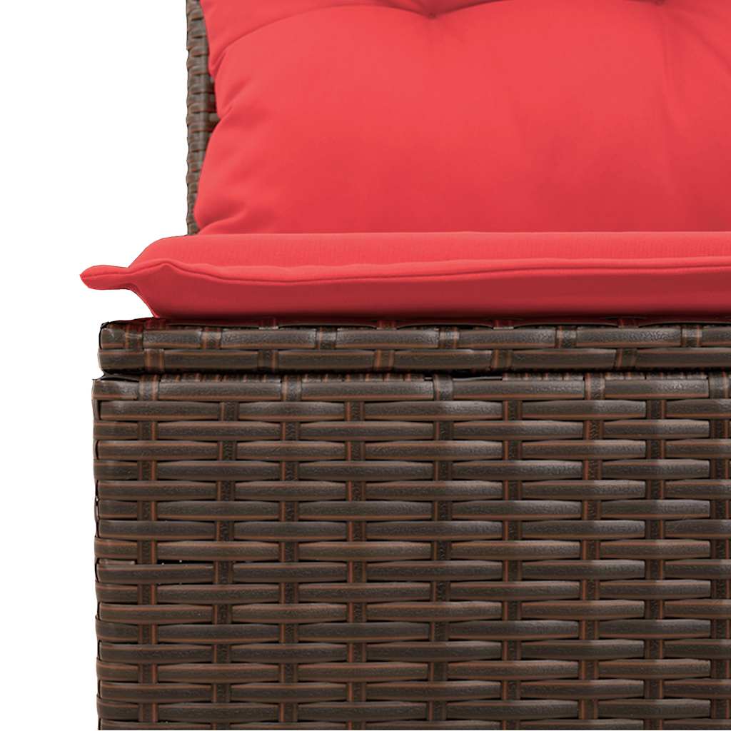 10-delige Loungeset met kussens poly rattan bruin