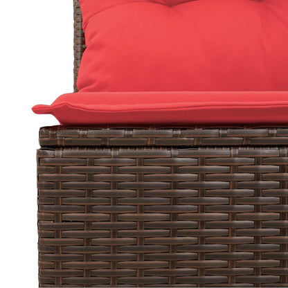 10-delige Loungeset met kussens poly rattan bruin