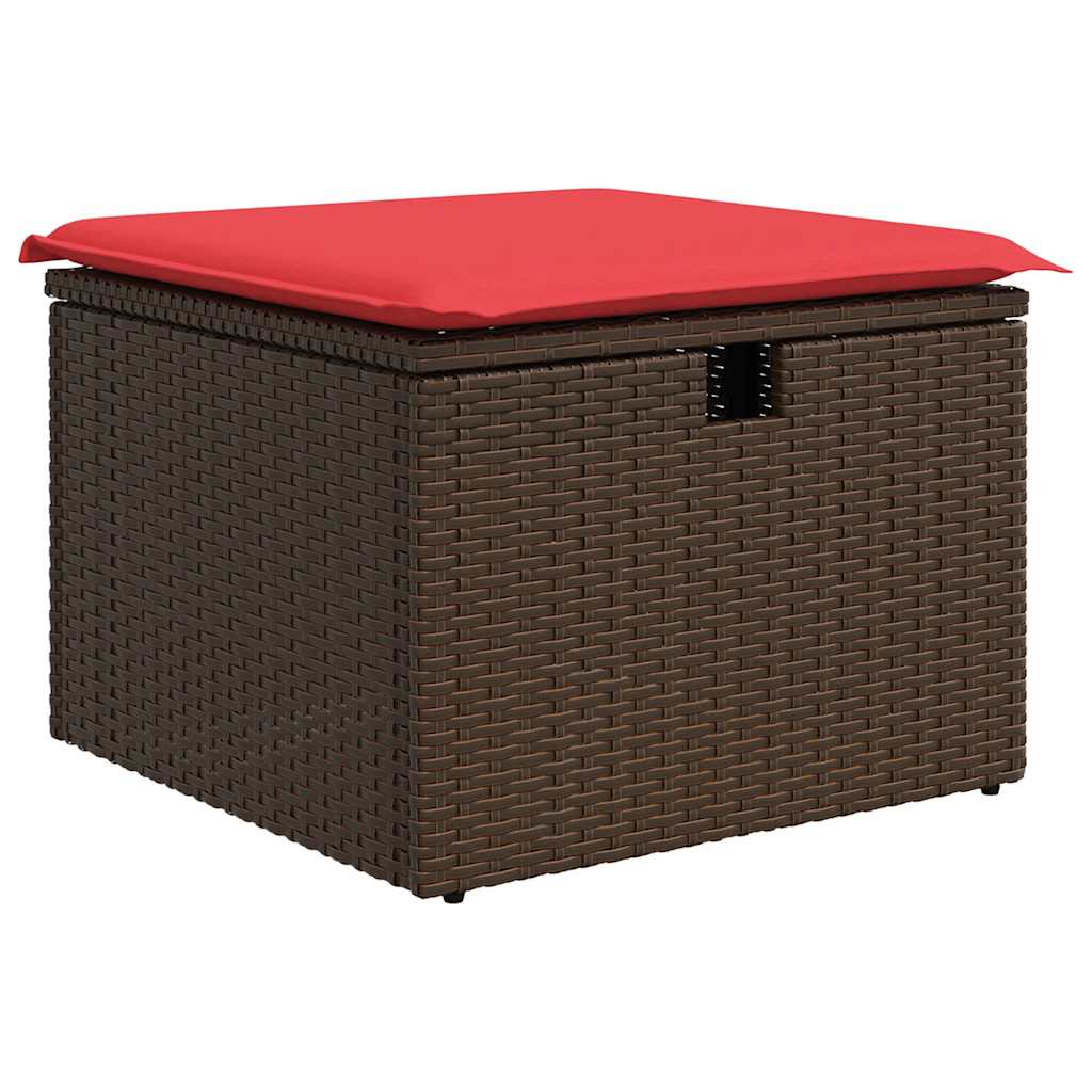 10-delige Loungeset met kussens poly rattan bruin